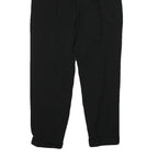 Womens Wool Blend Black Relaxed Tapered Trousers W25 L26 Smart Casual Zip