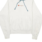 CHAMPION REVERSE WEAVE Mens White & Blue Pullover Hoodie S Cotton Blend Casual