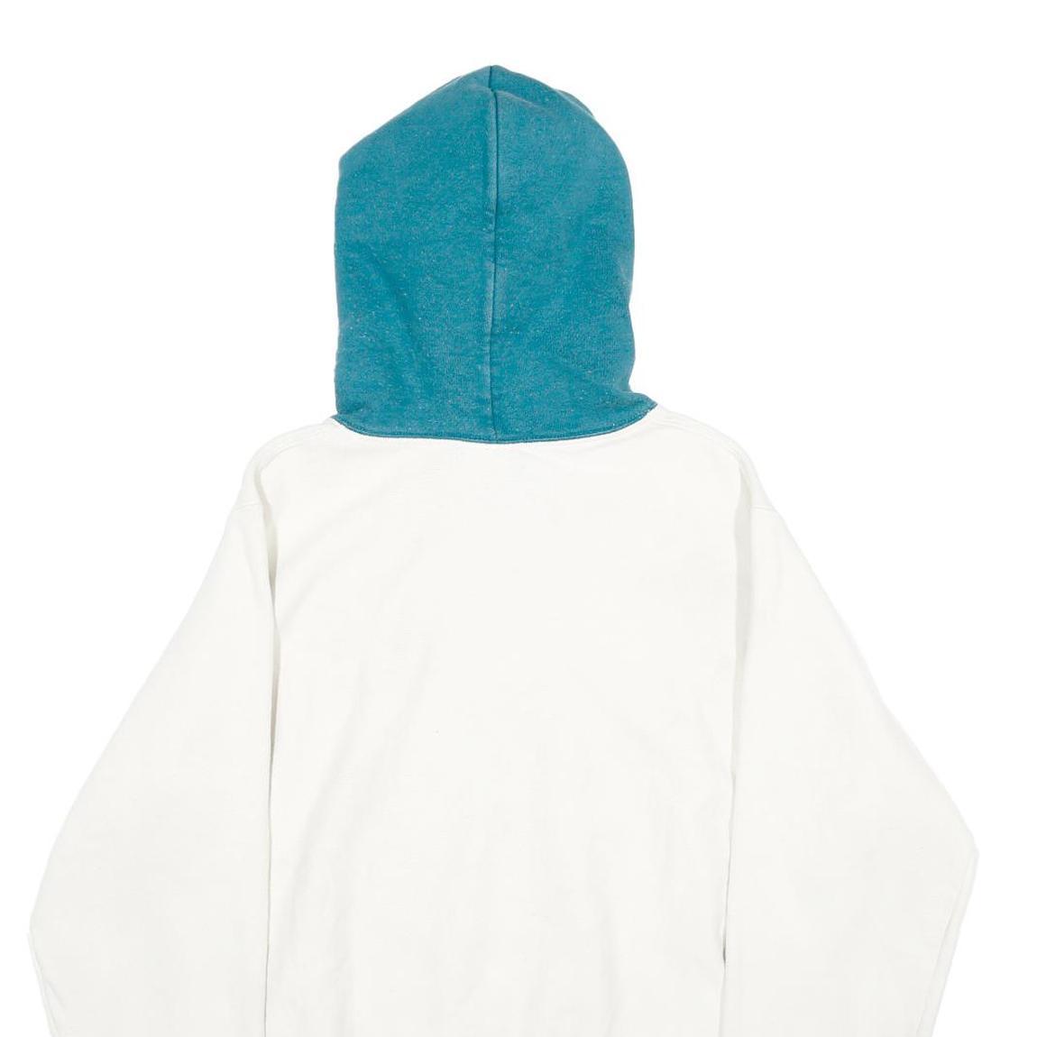 CHAMPION REVERSE WEAVE Mens White & Blue Pullover Hoodie S Cotton Blend Casual