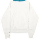 CHAMPION REVERSE WEAVE Mens White & Blue Pullover Hoodie S Cotton Blend Casual