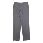 TREVIRA Mens Wool Grey Regular Straight Trousers W28 L32 Classic Formal Zip