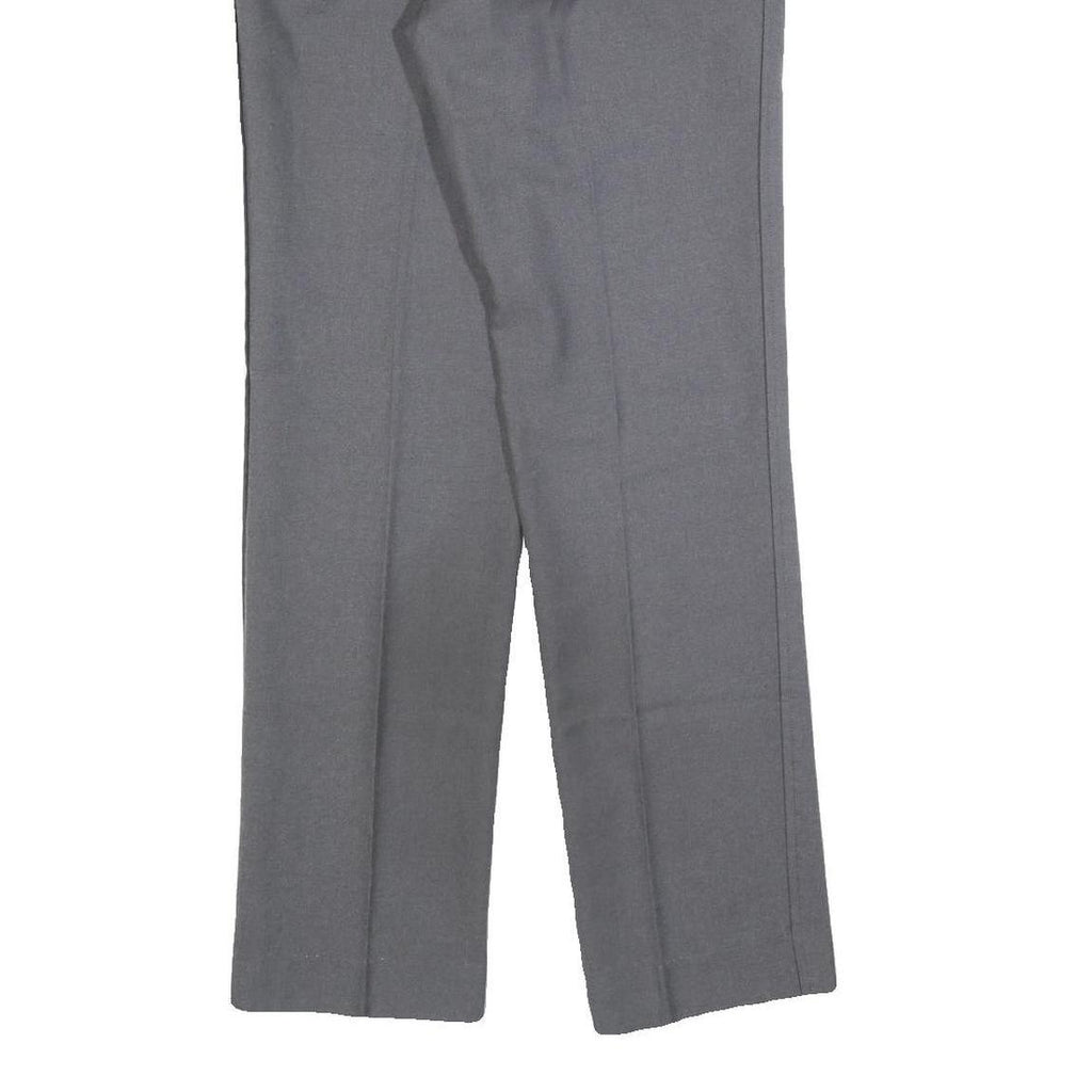 TREVIRA Mens Wool Grey Regular Straight Trousers W28 L32 Classic Formal Zip