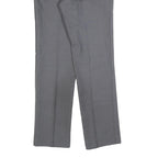 TREVIRA Mens Wool Grey Regular Straight Trousers W28 L32 Classic Formal Zip