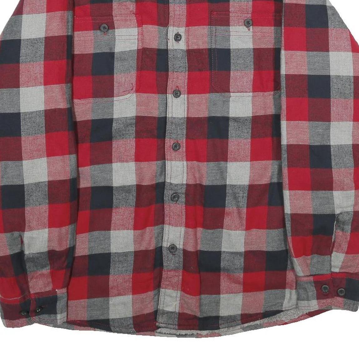 WRANGLER Mens Red & Grey Check Button Jacket XL Cotton Blend Casual Shirt Jacket
