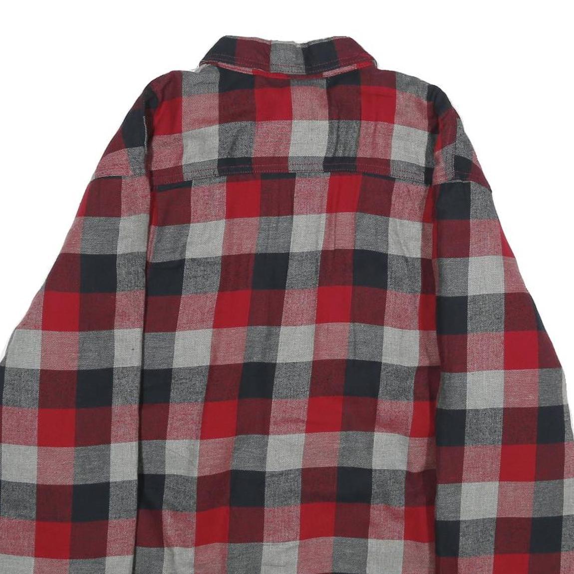 WRANGLER Mens Red & Grey Check Button Jacket XL Cotton Blend Casual Shirt Jacket