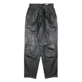 MISS A Womens Leather Black Relaxed Tapered Trousers W25 L28 Zip Pocket