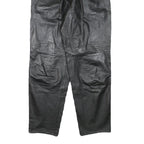 MISS A Womens Leather Black Relaxed Tapered Trousers W25 L28 Zip Pocket