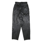 MISS A Womens Leather Black Relaxed Tapered Trousers W25 L28 Zip Pocket