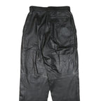 MISS A Womens Leather Black Relaxed Tapered Trousers W25 L28 Zip Pocket