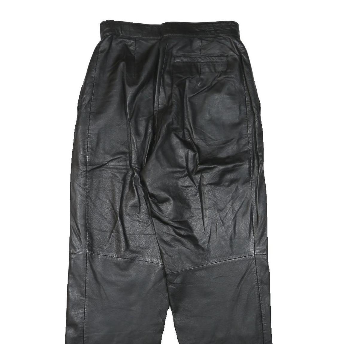 MISS A Womens Leather Black Relaxed Tapered Trousers W25 L28 Zip Pocket