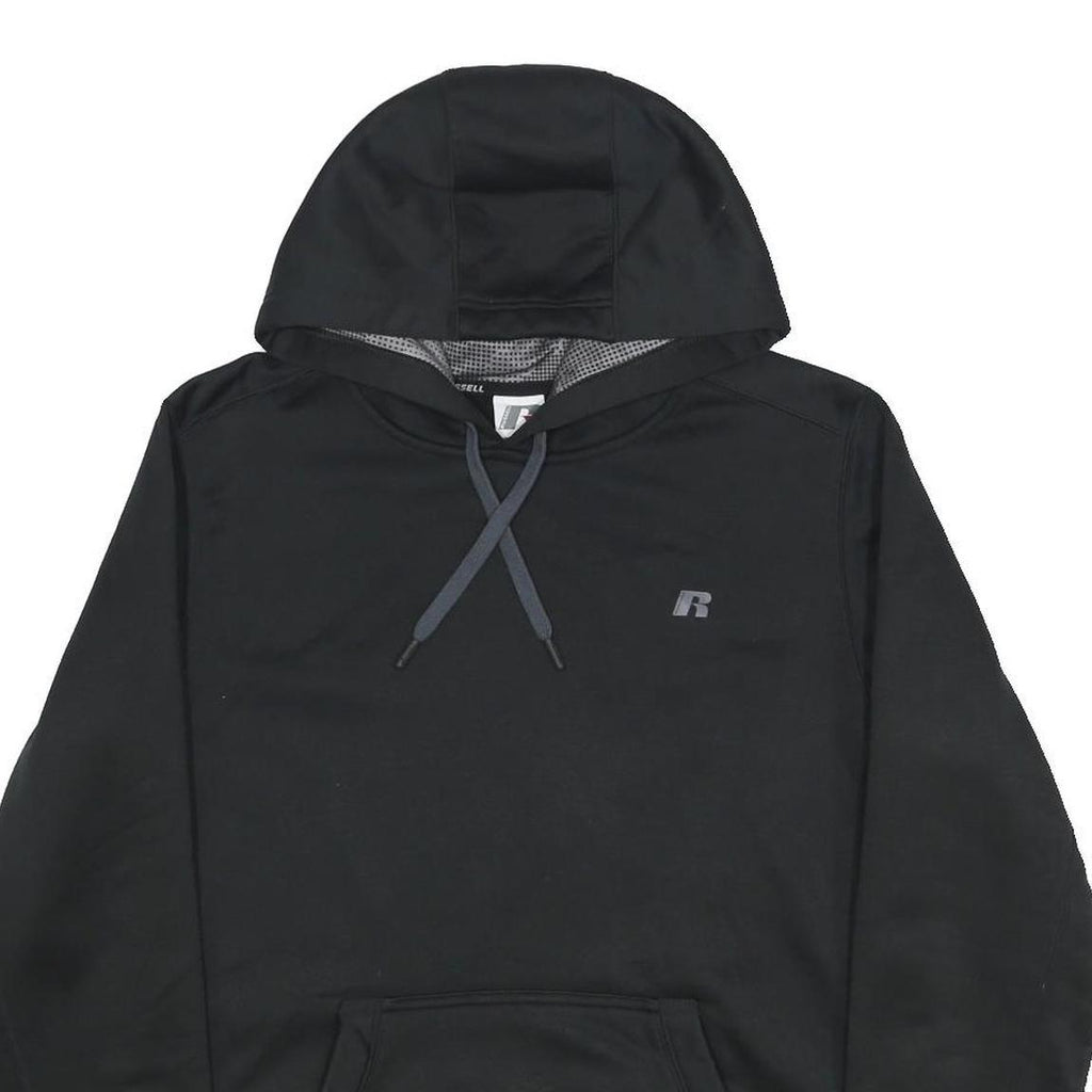 RUSSELL ATHLETIC Mens Black Pullover Hoodie M Lightweight Fleece Drawstring