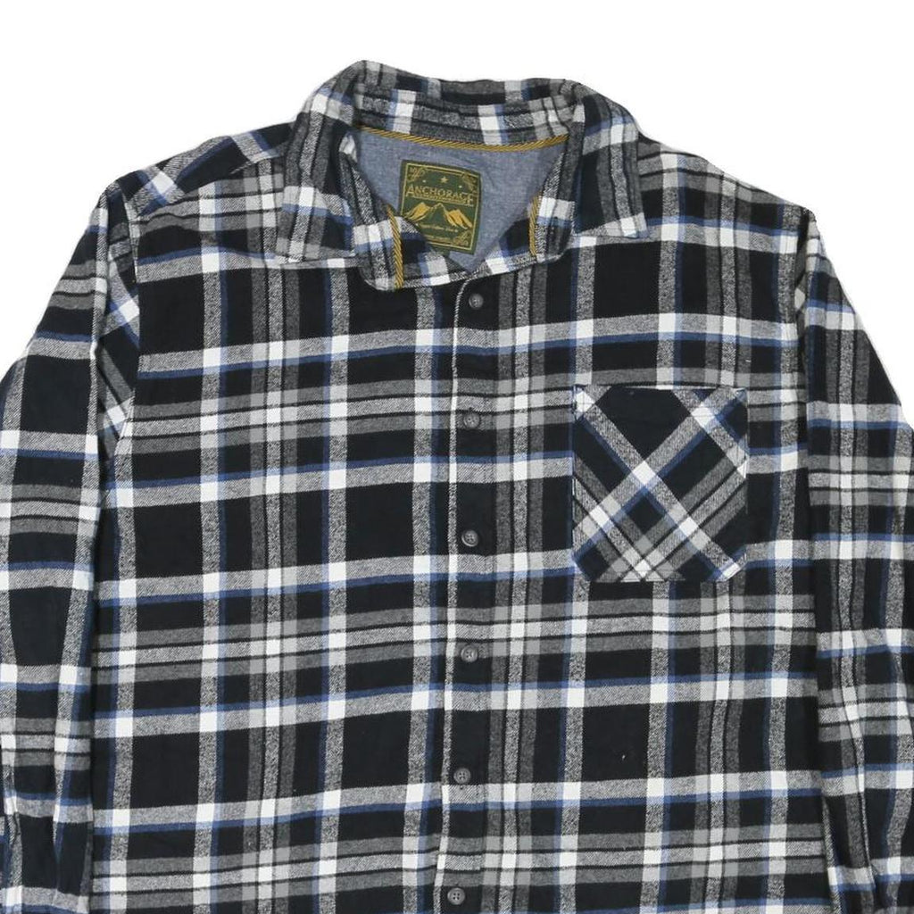 ANCHORACE Mens Black & White Check Shirt 2XL Long Sleeve Cotton Blend Casual