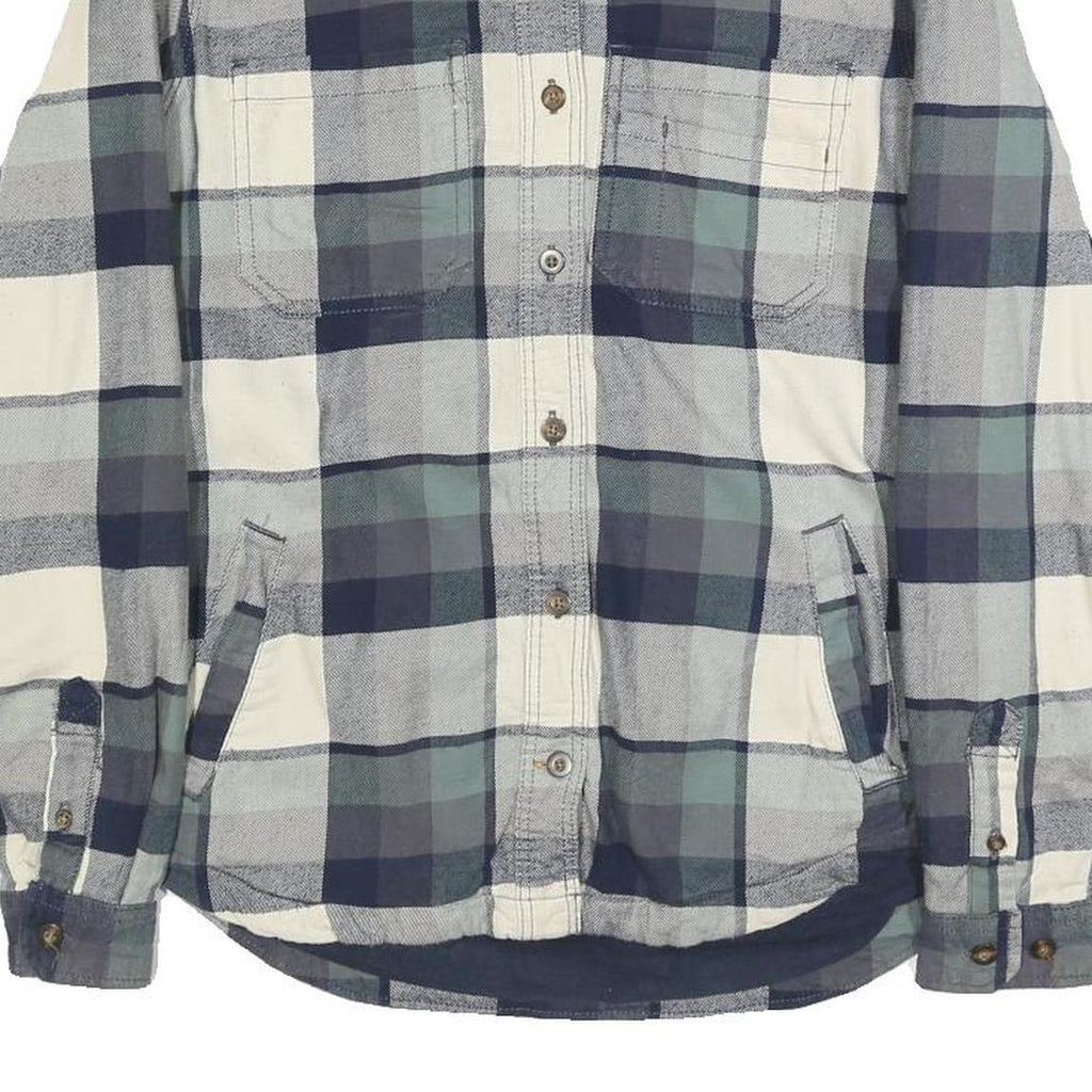 CARHARTT Womens Blue & Cream Check Jacket XS Cotton Blend Button Closure Casual