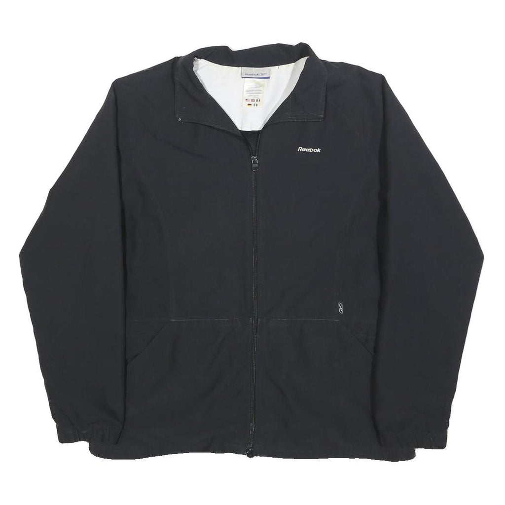 REEBOK Womens Black Zip Jacket UK 12 Polyester Blend Plain Lightweight