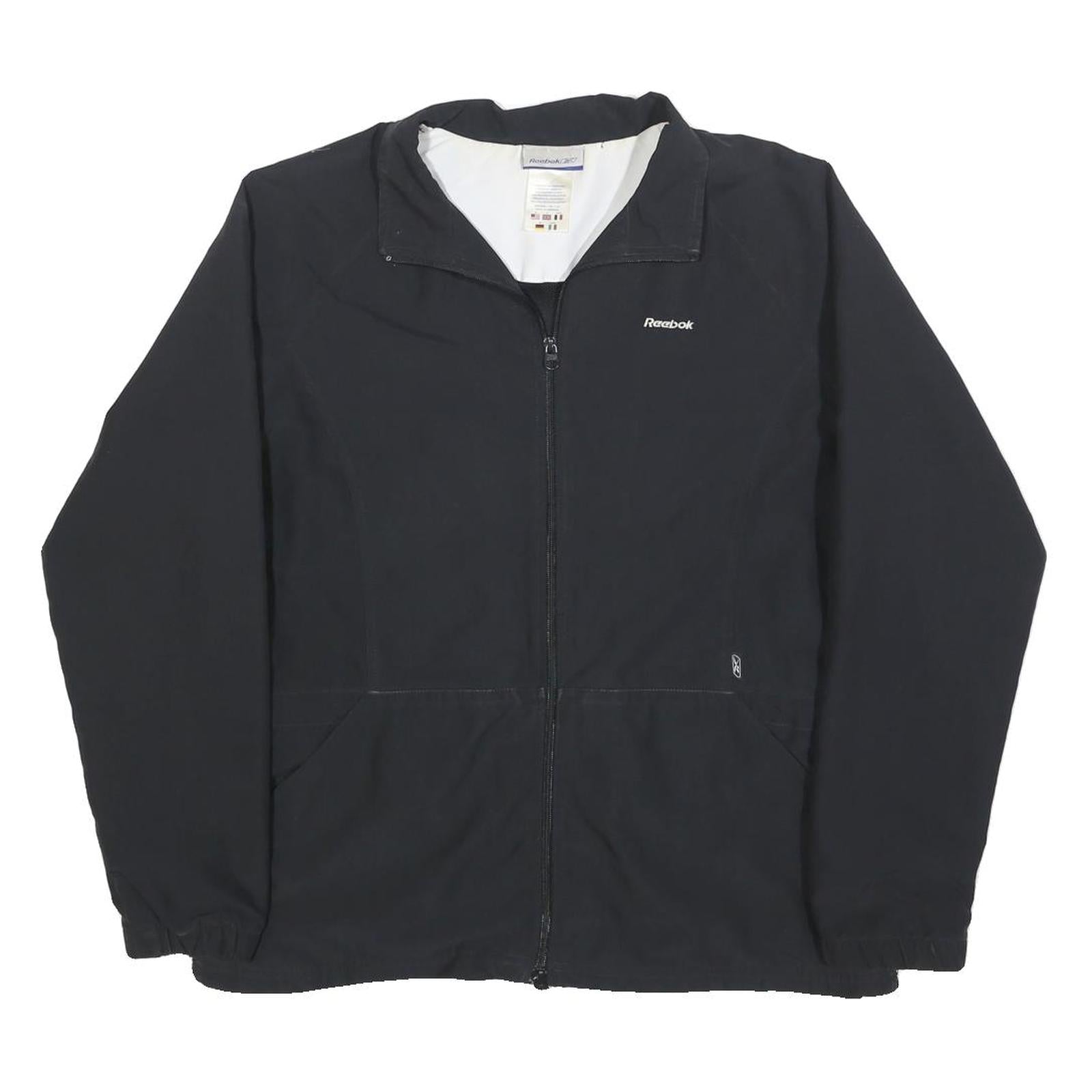 REEBOK Womens Black Zip Jacket UK 12 Polyester Blend Plain Lightweight