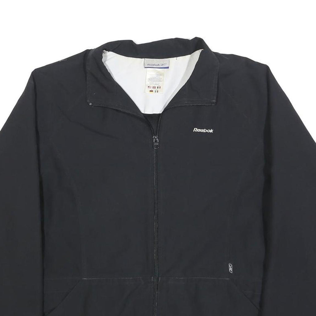 REEBOK Womens Black Zip Jacket UK 12 Polyester Blend Plain Lightweight