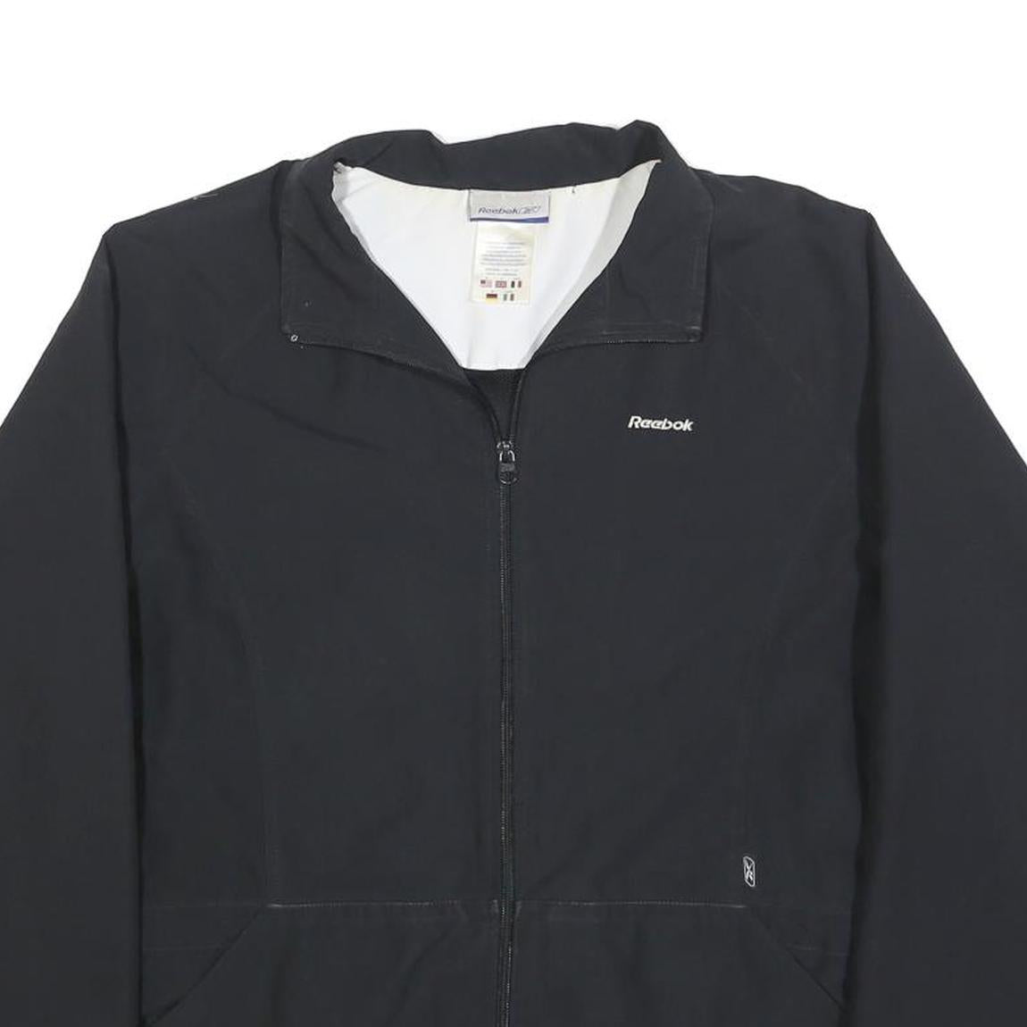 REEBOK Womens Black Zip Jacket UK 12 Polyester Blend Plain Lightweight