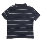 TOMMY HILFIGER Mens Navy Blue & White Striped Short Sleeve Polo Shirt L Classic
