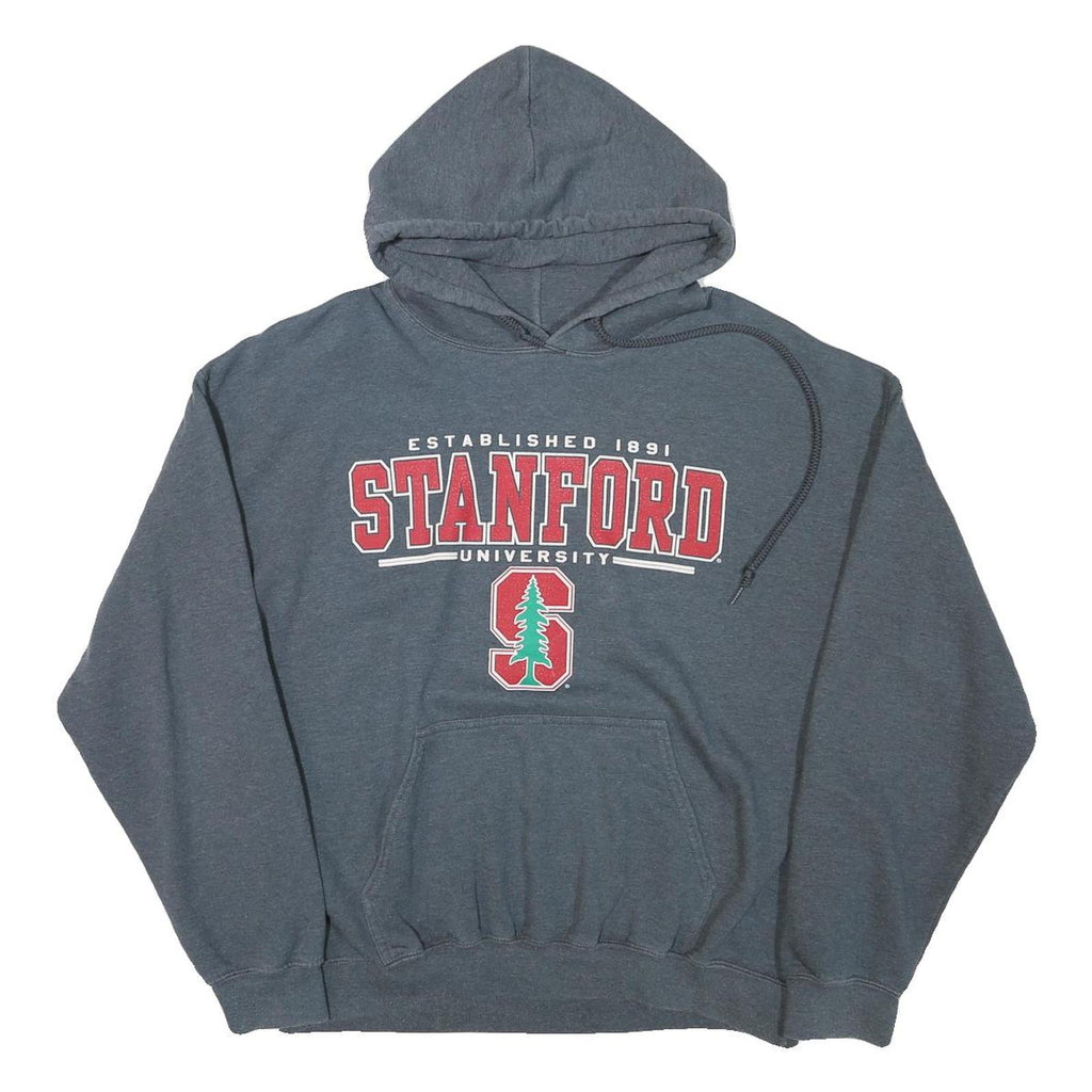 GILDAN Mens Grey Stanford University Pullover Hoodie L Cotton Blend Casual