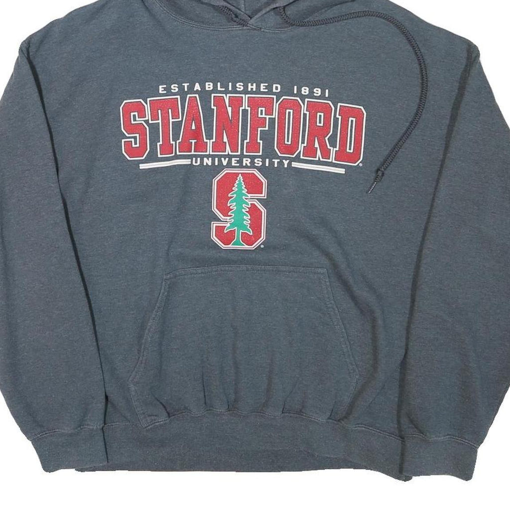 GILDAN Mens Grey Stanford University Pullover Hoodie L Cotton Blend Casual