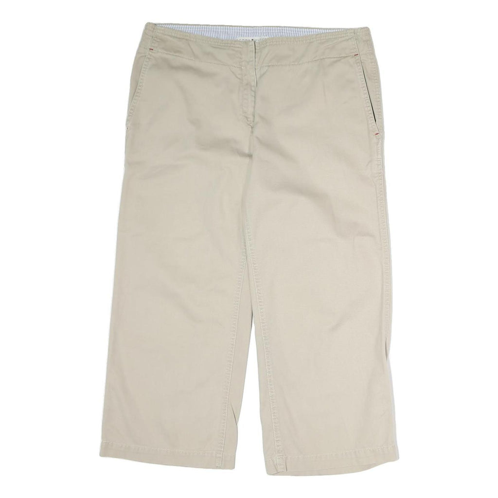 TOMMY HILFIGER Womens Cotton Beige Regular Straight Trousers W36 L34 Comfortable