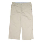 TOMMY HILFIGER Womens Cotton Beige Regular Straight Trousers W36 L34 Comfortable