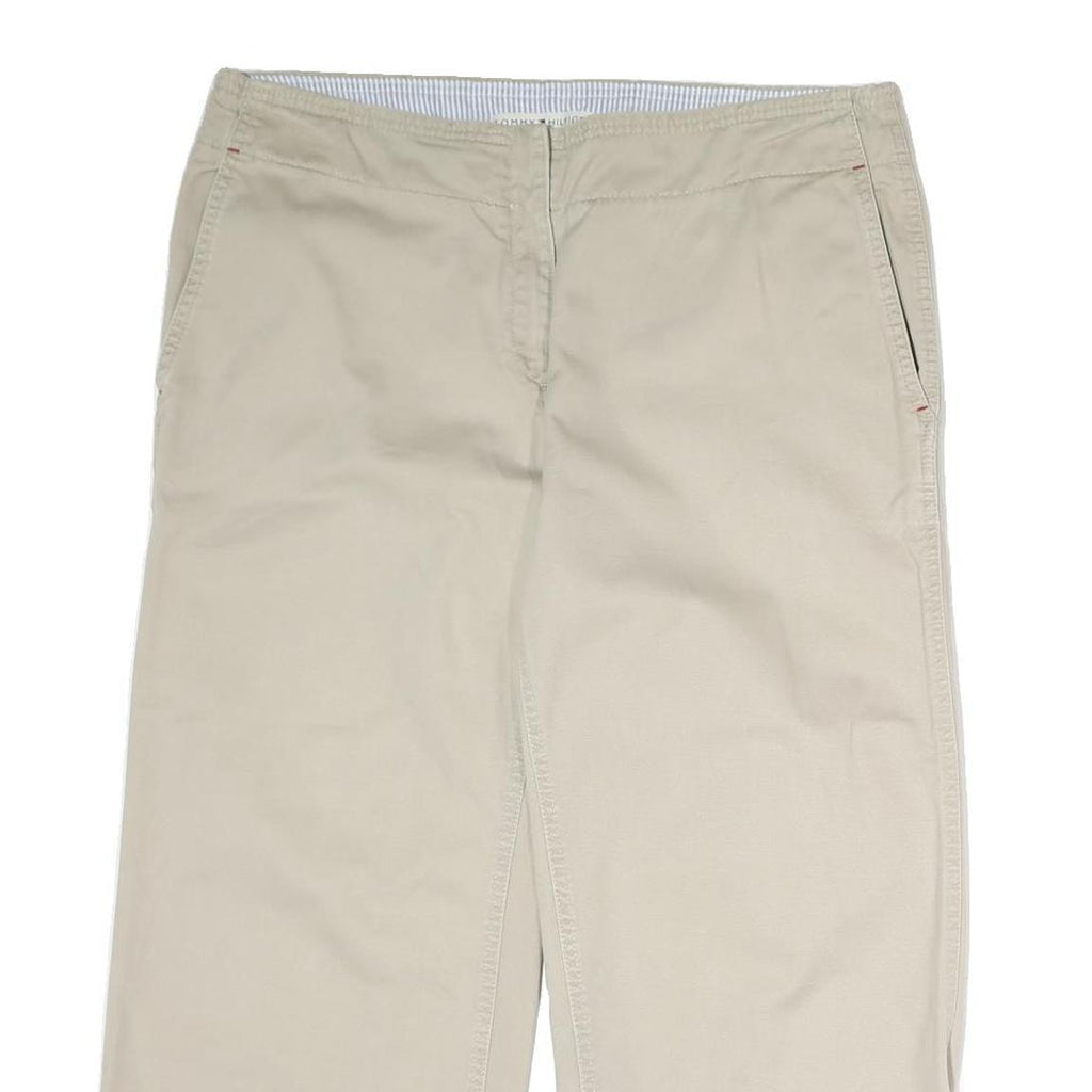 TOMMY HILFIGER Womens Cotton Beige Regular Straight Trousers W36 L34 Comfortable