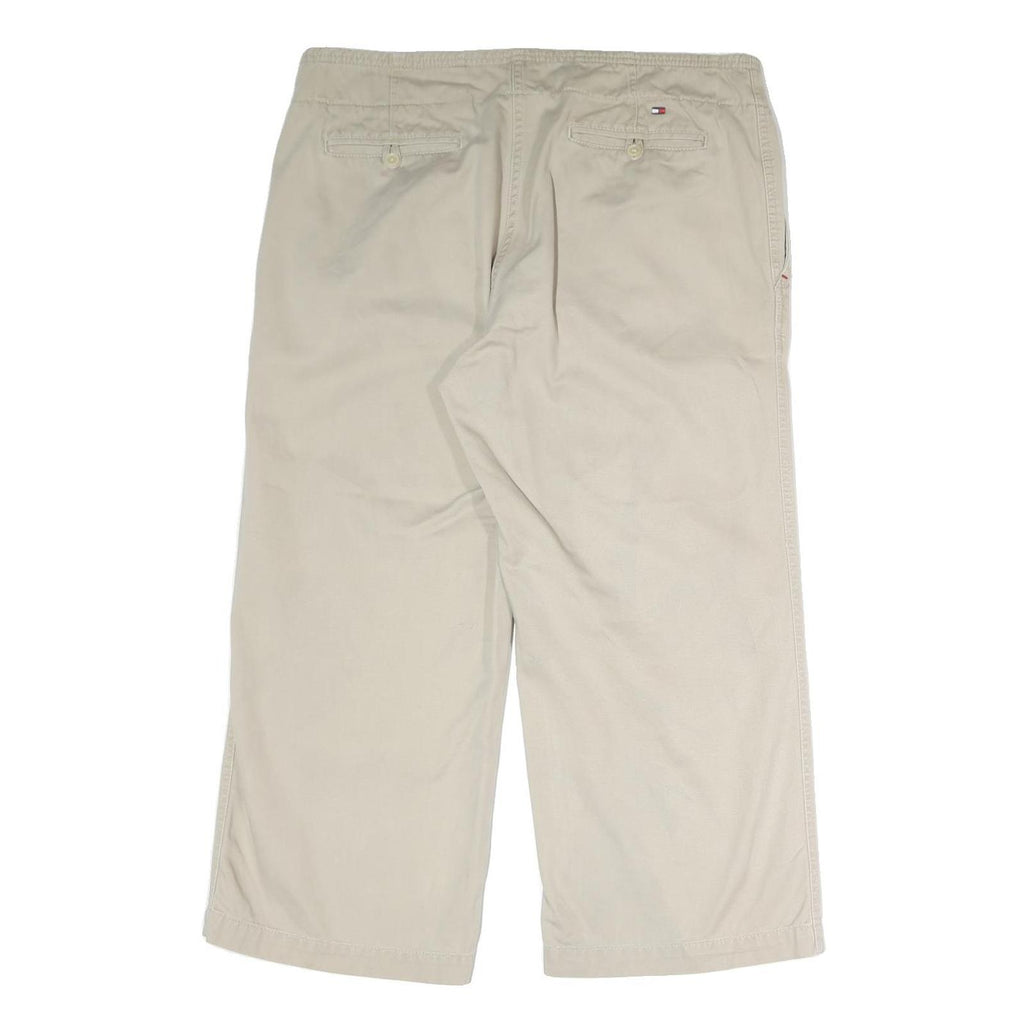 TOMMY HILFIGER Womens Cotton Beige Regular Straight Trousers W36 L34 Comfortable