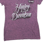 HARLEY DAVIDSON Mens Purple Graphic T-Shirt S Short Sleeve Round Neck Orlando