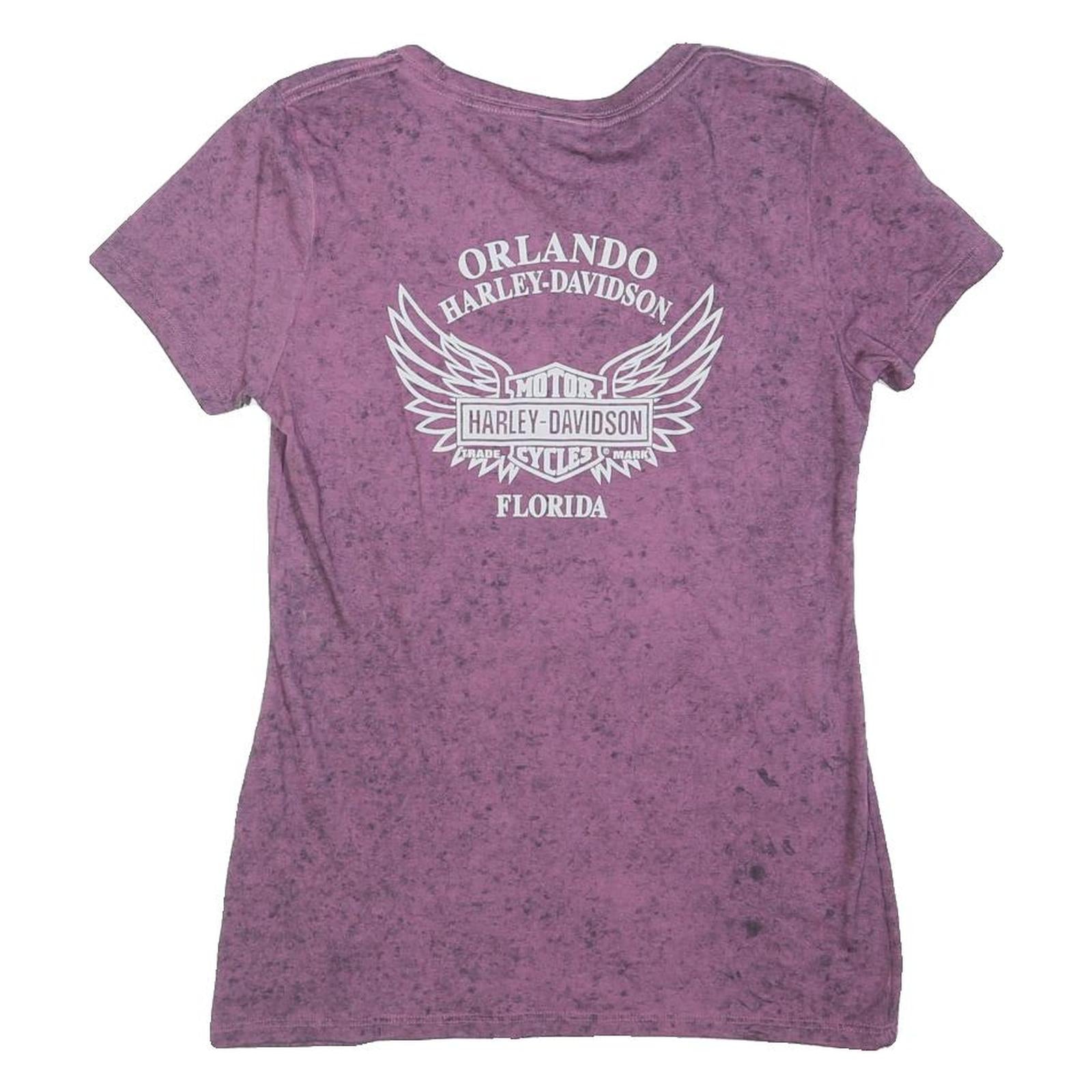 HARLEY DAVIDSON Mens Purple Graphic T-Shirt S Short Sleeve Round Neck Orlando