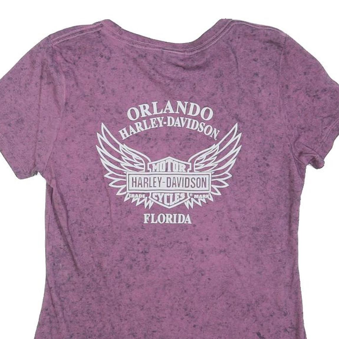 HARLEY DAVIDSON Mens Purple Graphic T-Shirt S Short Sleeve Round Neck Orlando