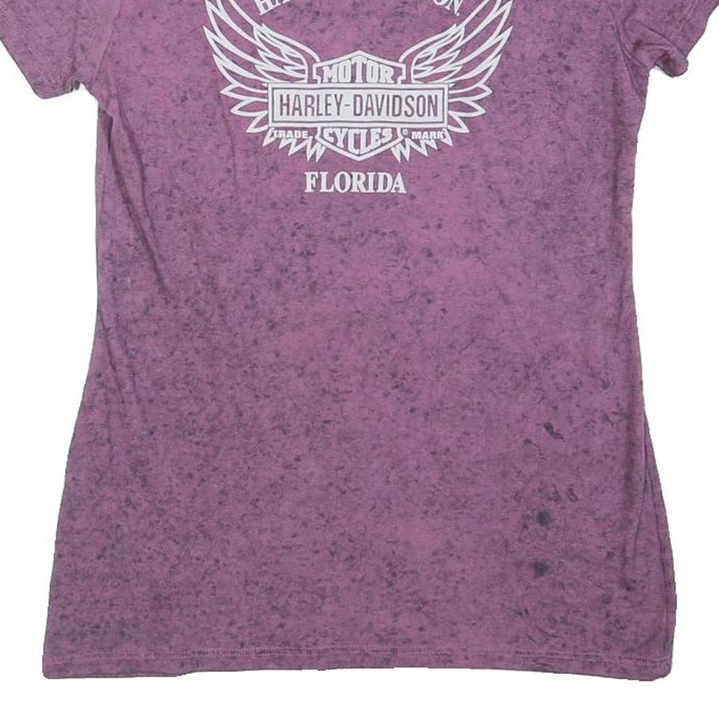 HARLEY DAVIDSON Mens Purple Graphic T-Shirt S Short Sleeve Round Neck Orlando