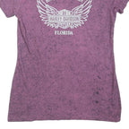 HARLEY DAVIDSON Mens Purple Graphic T-Shirt S Short Sleeve Round Neck Orlando