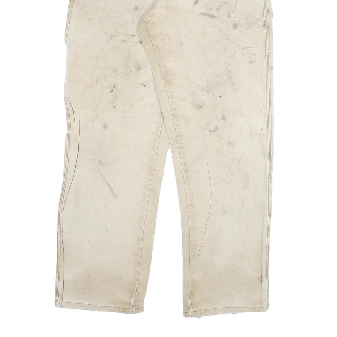 DICKIES Mens Jeans Beige Cotton Blend Regular Straight W30 L29 Workwear Zip