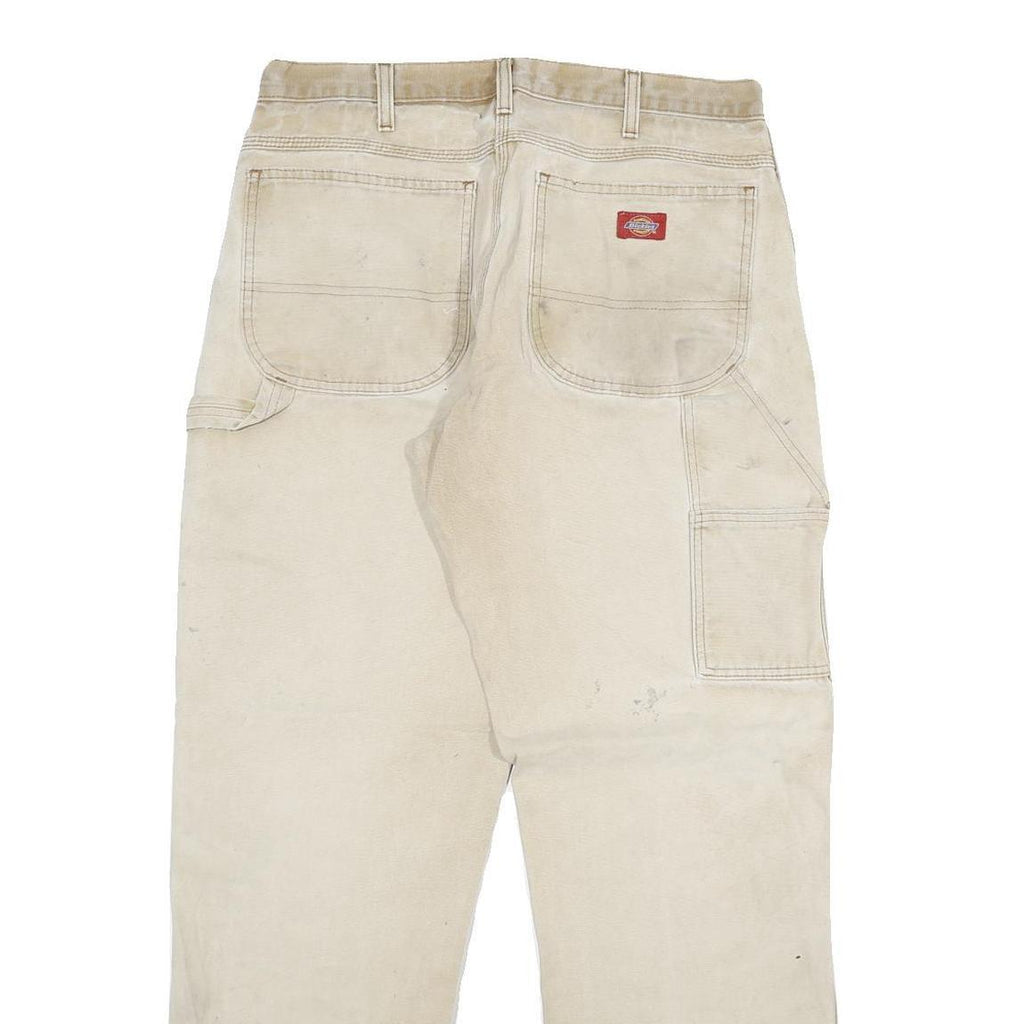 DICKIES Mens Jeans Beige Cotton Blend Regular Straight W30 L29 Workwear Zip