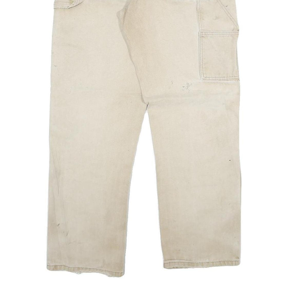 DICKIES Mens Jeans Beige Cotton Blend Regular Straight W30 L29 Workwear Zip