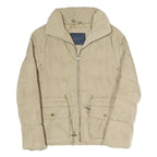 ZARA Womens Beige Lightweight Puffer Jacket M Polyester Blend Casual Outerwear