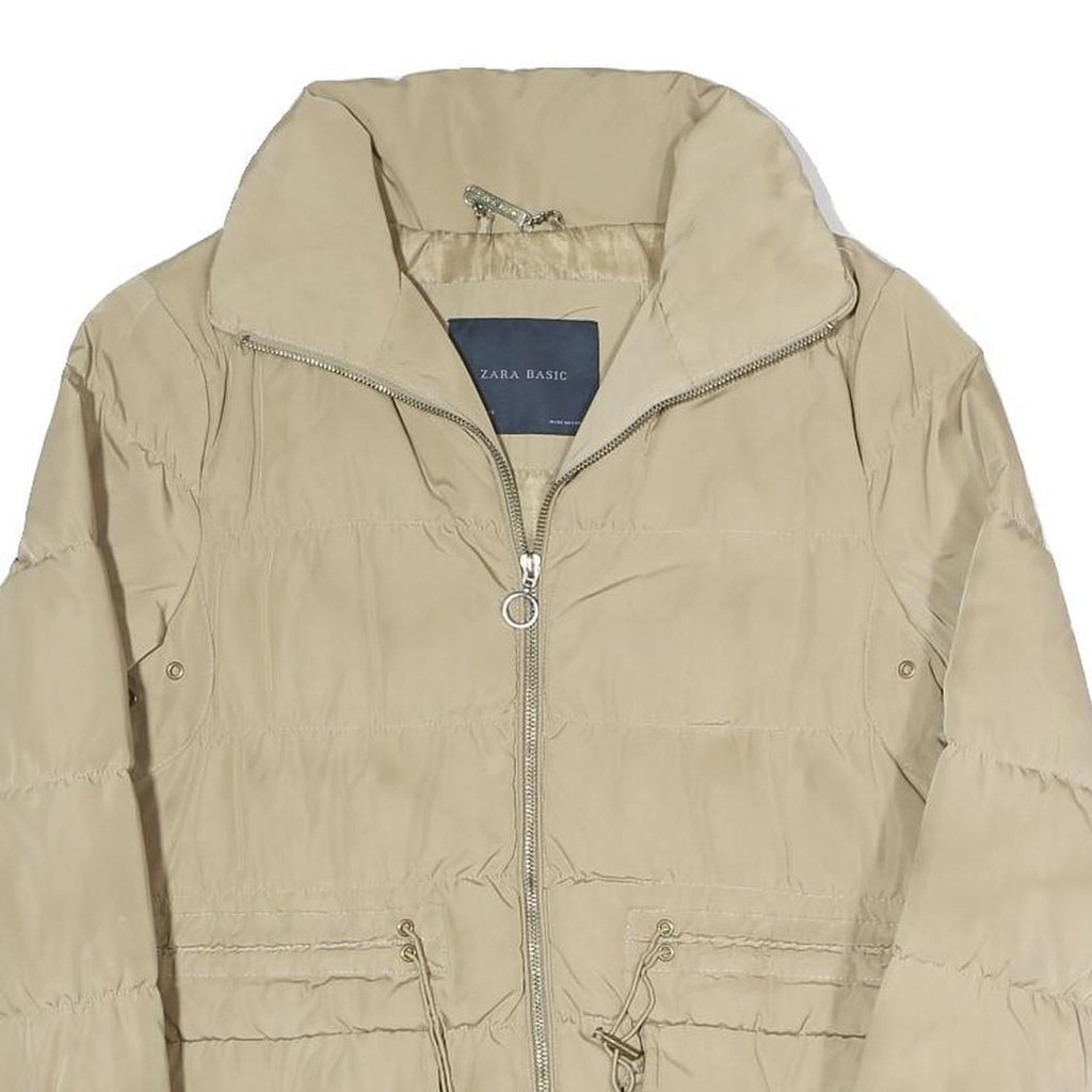 ZARA Womens Beige Lightweight Puffer Jacket M Polyester Blend Casual Outerwear