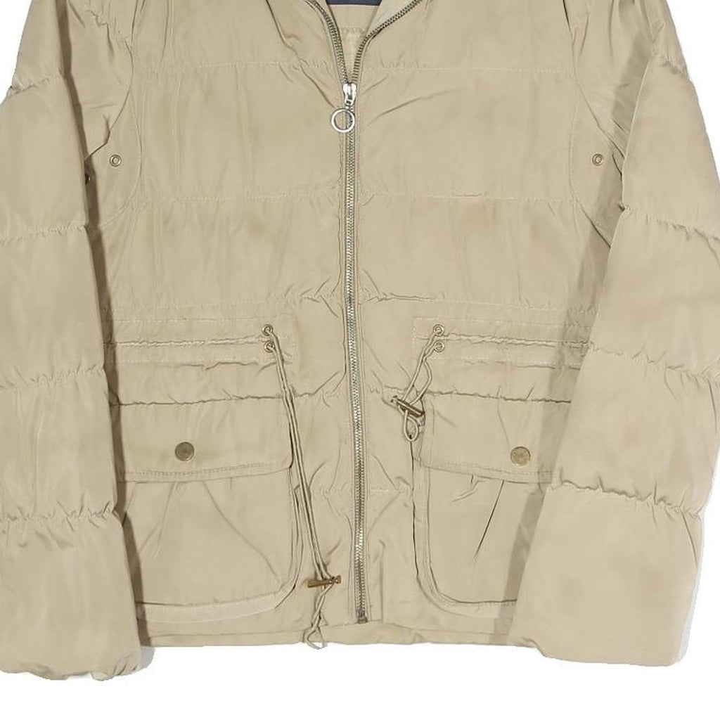 ZARA Womens Beige Lightweight Puffer Jacket M Polyester Blend Casual Outerwear