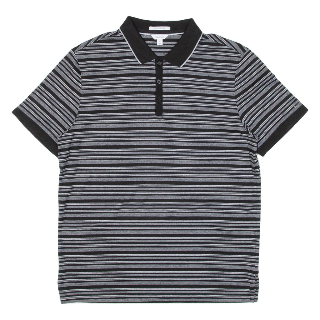 CALVIN KLEIN Mens Polo Shirt Grey Striped M