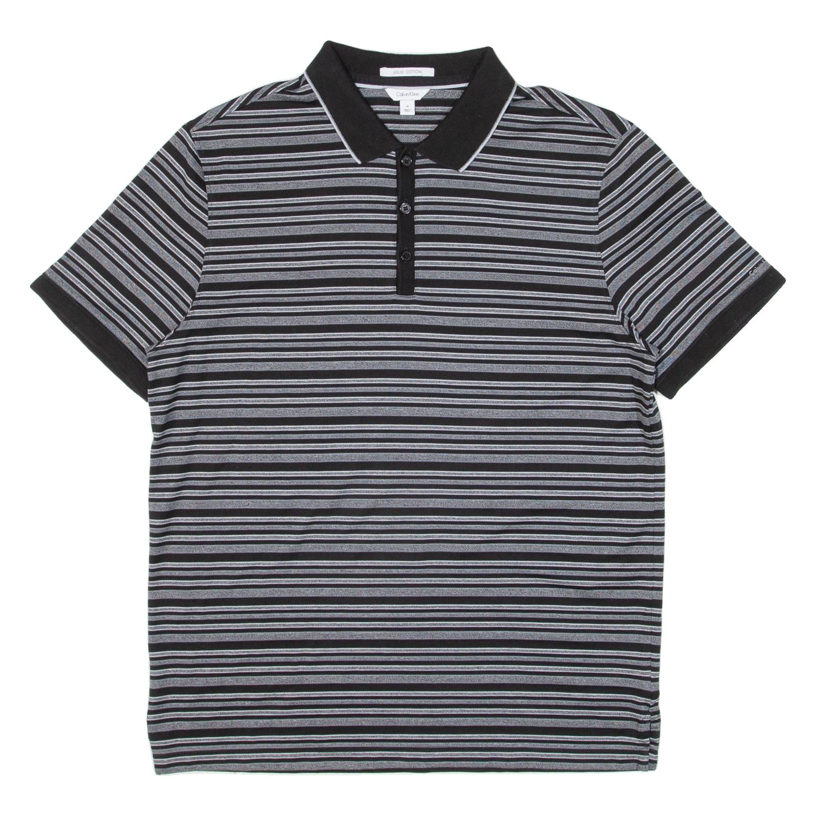 CALVIN KLEIN Mens Polo Shirt Grey Striped M
