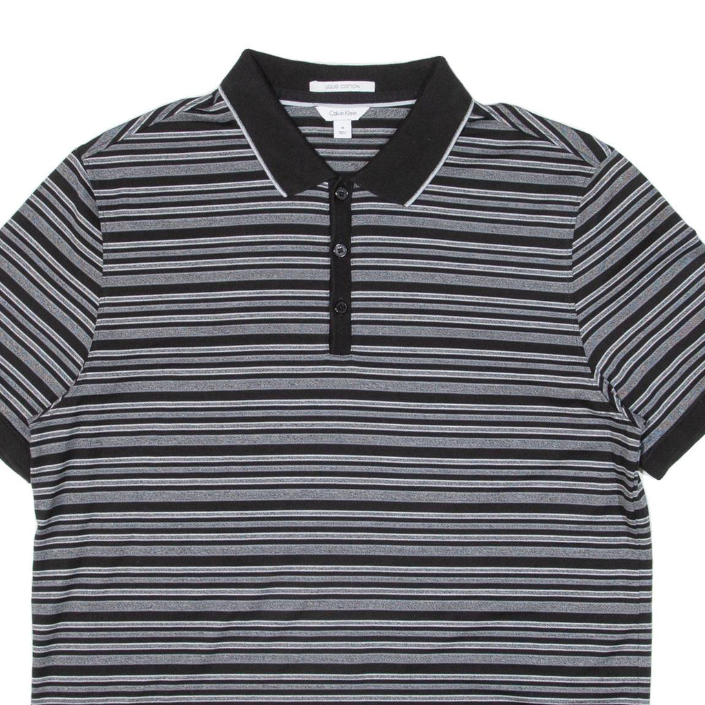 CALVIN KLEIN Mens Polo Shirt Grey Striped M