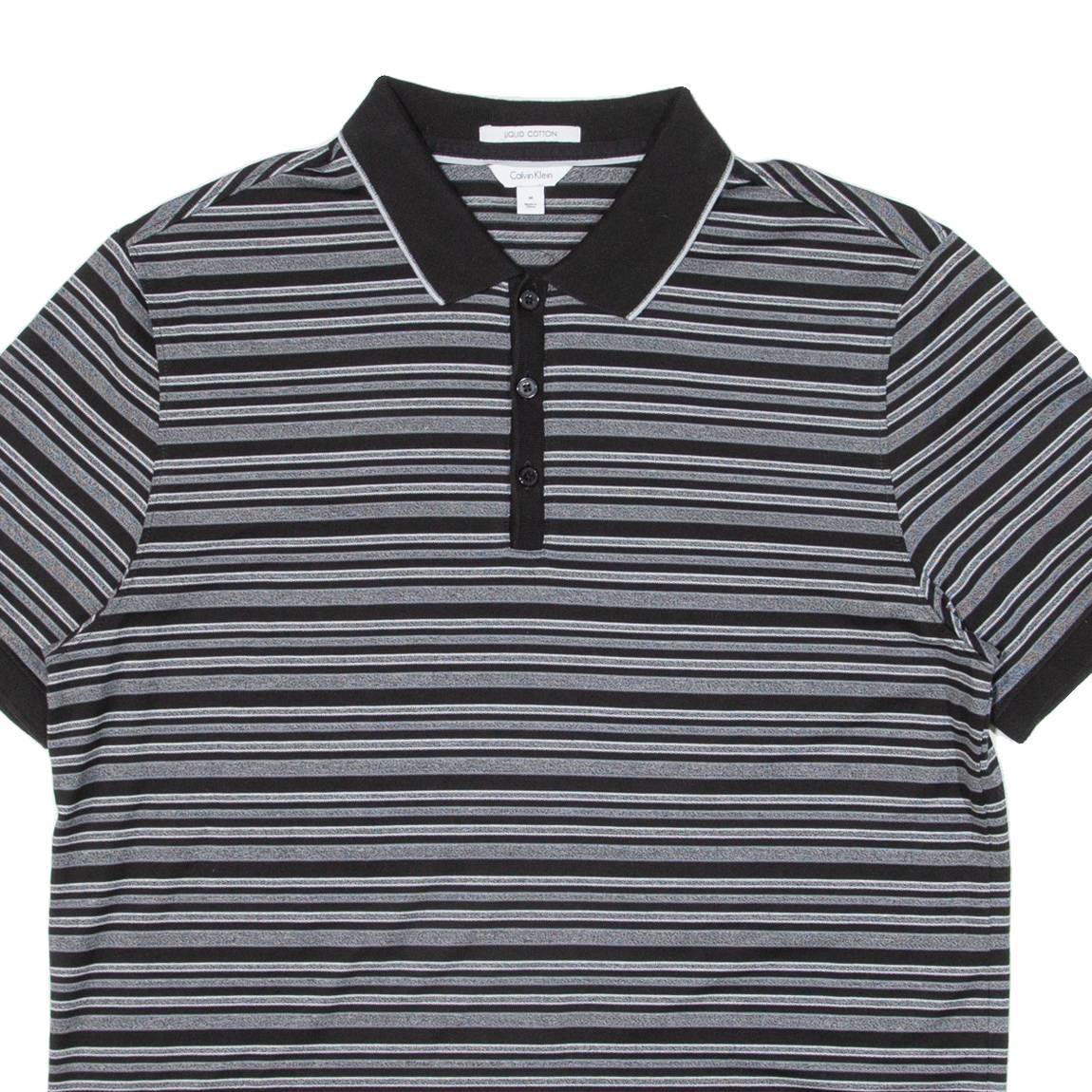 CALVIN KLEIN Mens Polo Shirt Grey Striped M