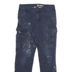 CARHARTT Mens Cotton Blend Blue Relaxed Fit Cargo Trousers W30 L29 Workwear