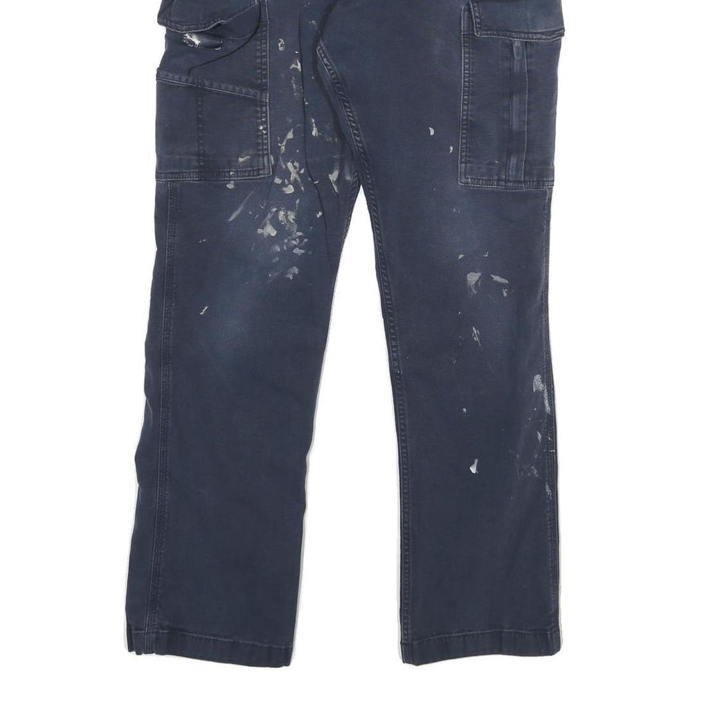 CARHARTT Mens Cotton Blend Blue Relaxed Fit Cargo Trousers W30 L29 Workwear
