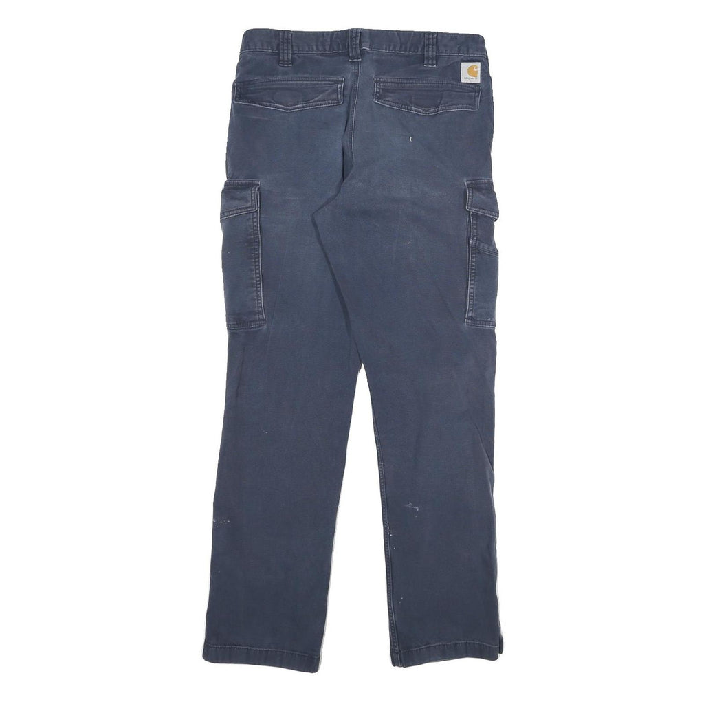 CARHARTT Mens Cotton Blend Blue Relaxed Fit Cargo Trousers W30 L29 Workwear