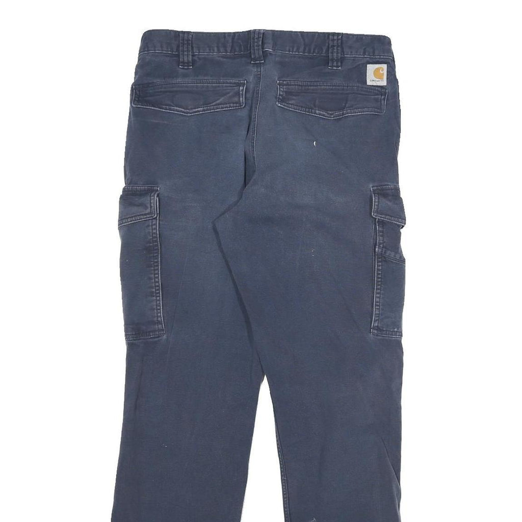 CARHARTT Mens Cotton Blend Blue Relaxed Fit Cargo Trousers W30 L29 Workwear