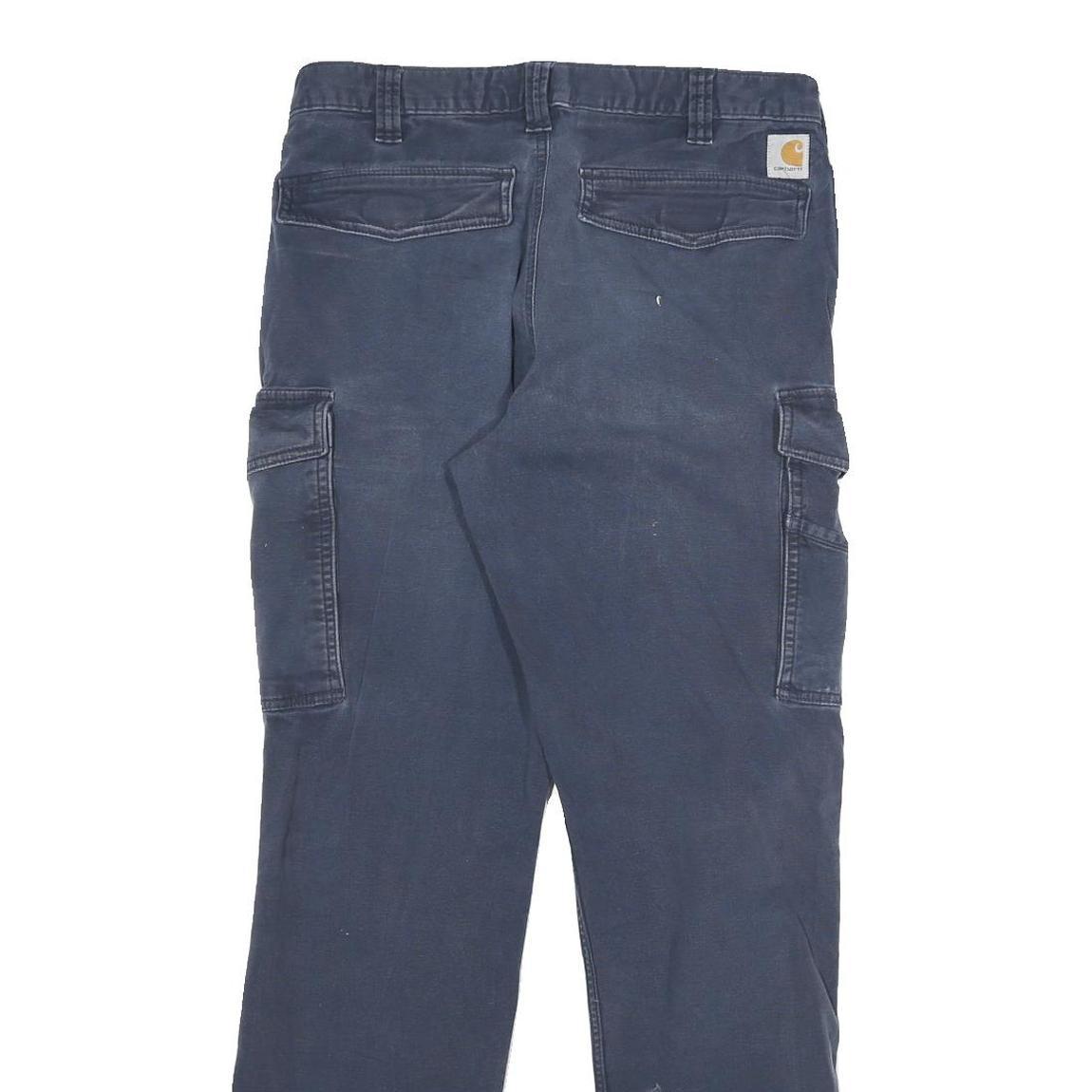 CARHARTT Mens Cotton Blend Blue Relaxed Fit Cargo Trousers W30 L29 Workwear