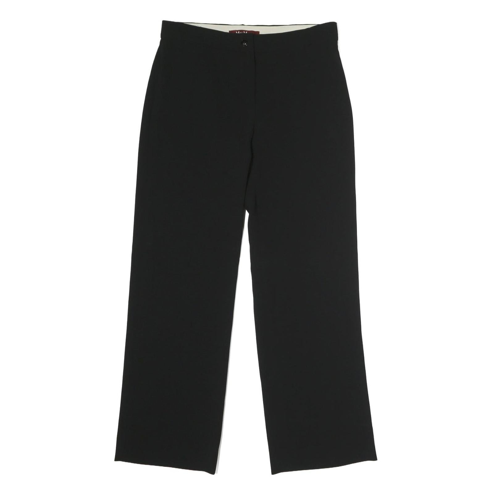 MAX MARA STUDIO Womens Cotton Blend Black Regular Straight Trousers W30 L30