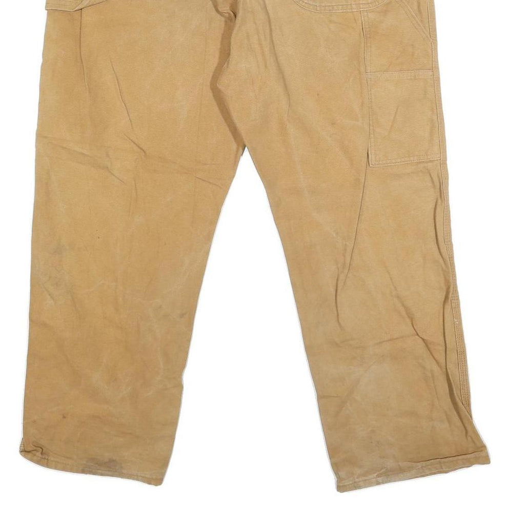 DICKIES Mens Jeans Beige Regular Straight Denim W40 L29 Workwear Pockets Zip